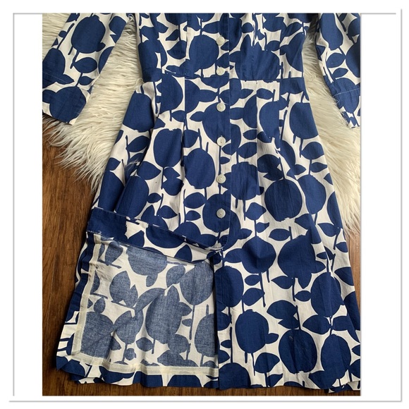 Boden Button Riviera Shirt Dress Blue Off White Size 4 - Picture 8 of 13